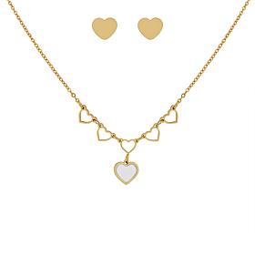 Stately Steel Stainless Steel Multi-Heart Necklace and Earring Set 