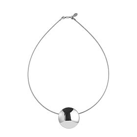 Stately Steel Stainless Steel Polished Disc Cable Wire Necklace