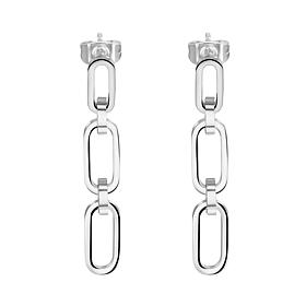 Stately Steel Stainless Steel Rectangular Chain Link Drop Earrings