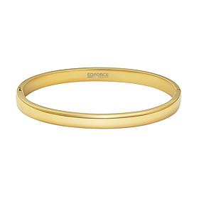 Stately Steel Stainless Steel Round Squared Hinged Bangle Bracelet 