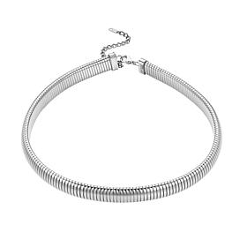 Stately Steel Stainless Steel Snake Chain Choker Necklace