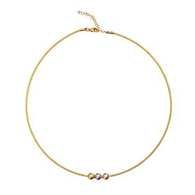 Stately Steel Stainless Steel Triple Ball Cable Wire Necklace