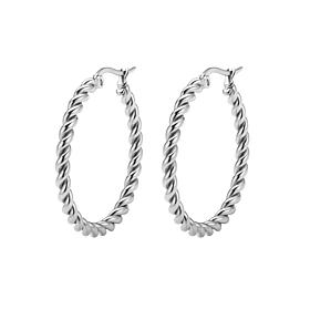 Stately Steel Stainless Steel Twist Hoop Earrings