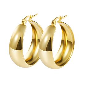 Stately Steel Stainless Steel Wide Hoop Earrings