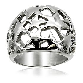 Stately Steel Star Cutout Ring