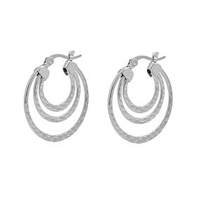Stately Steel Triple-Round Hoop Earrings