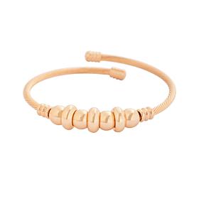 Stately Steel Twisted Cable Wire Bead Accent Cuff Bangle