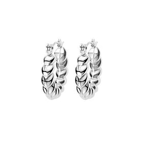 Stately Steel Twisted Chain Hoop Earrings