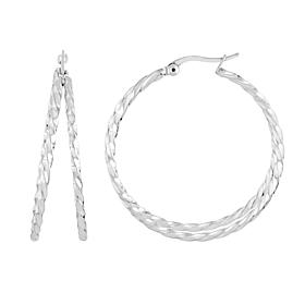 Stately Steel Twisted Rope Double Hoop Earrings