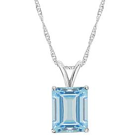 Sterling Silver 10x8mm Emerald-Cut Gemstone Pendant with Chain