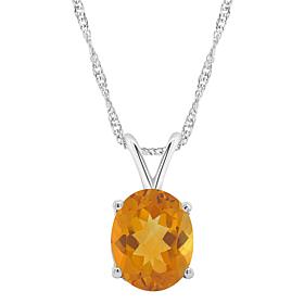 Sterling Silver 10x8mm Oval-Cut Gemstone Pendant with Chain