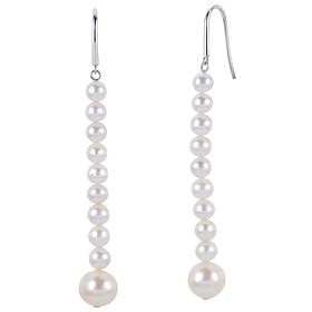 Sterling Silver 4-8.5mm Cultured Freshwater Pearl Bead Dangle Earrings