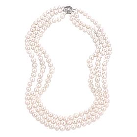 Sterling Silver 6-7mm Cultured Pearl 3-Strand Layered 19" Necklace