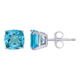Sterling Silver 6mm Cushion-Cut Blue Topaz Stud Earrings