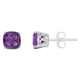 Sterling Silver 6mm Cushion-Cut Gemstone Stud Earrings
