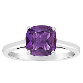 Sterling Silver 8mm Cushion-Cut Gemstone Ring