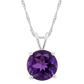 Sterling Silver 8mm Round Gemstone Solitaire Pendant with Chain