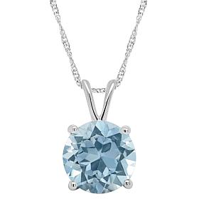 Sterling Silver 8mm Round Gemstone Solitaire Pendant with Chain
