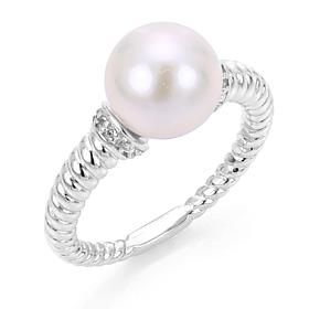 Sterling Silver 9.5-10mm Cultured Freshwater Pearl Twisted Ring