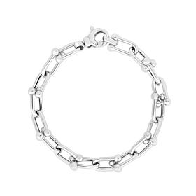 Sterling Silver Beaded Paperclip Chain Bracelet