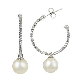 Sterling Silver Cultured Freshwater Pearl 25mm Hoop Earrings