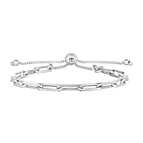 Sterling Silver Diamond-Cut Paperclip 9-1/2" Bolo Bracelet