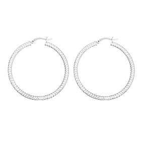 Sterling Silver Diamond-Cut Round Tube Round Hoop Earring - 3/4"