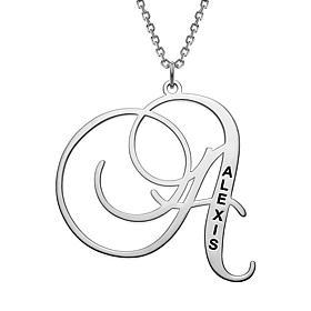 Sterling Silver Engraved Initial-Name Necklace