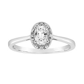 Sterling Silver Gemstone and Diamond Accent 6x4mm Oval Ring