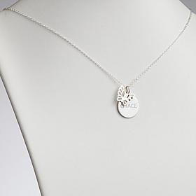 Sterling Silver Name Disc with Butterfly Charm Necklace