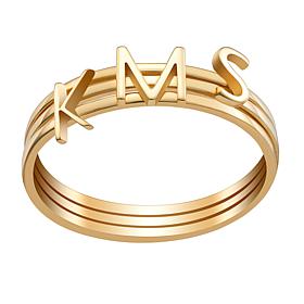 Sterling Silver or Gold over Sterling Petite Uppercase Initials Rin...