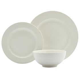 Tabletops Gallery White Lines 12PC Dinnerware Set - Service for 4 