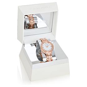 Tahari Rosetone Women's Crystal-Accented Bracelet Watch