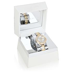 Tahari Two-Tone Women's Crystal Bezel Bracelet Watch