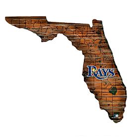 Tampa Bay Rays 24in. Distressed State w/Logo Sign  