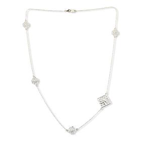 Tanya Moss Sterling Silver Leonora Chain Necklace with Cut-out Designs