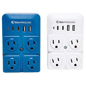 Tech Impressions 2
pack Surge Protectors with Rotating Outlets