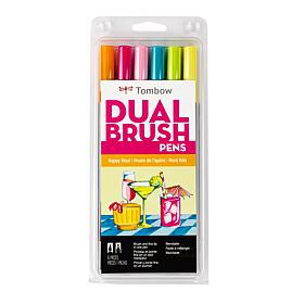 Tombow Dual Brush Pen Art Markers - Happy Hour Palette 6-Pack