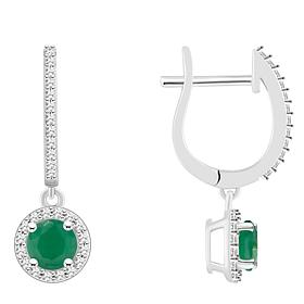 Top Choice Gems 5mm Gem and Diamond Hugger Hoop Dangle Earrings