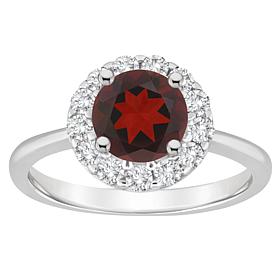Top Choice Gems 7mm Round Gem and White Topaz Halo Ring