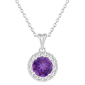 Top Choice Gems 7mm Round Gem and White Topaz Pendant with Chain