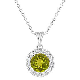 Top Choice Gems 7mm Round Gem and White Topaz Pendant with Chain