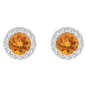 Top Choice Gems  7mm Round Gem and White Topaz Stud Earrings