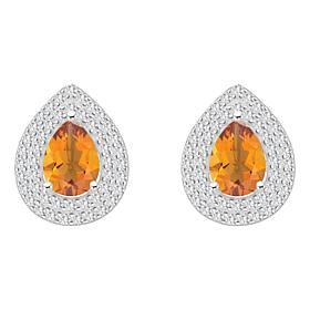 Top Choice Gems 8x5mm Pear-Shaped Gem and White Topaz Stud Earrings