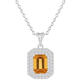 Top Choice Gems 8x6mm Emerald-Cut Gem & White Topaz Pendant with Chain