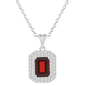 Top Choice Gems 8x6mm Emerald-Cut Gem & White Topaz Pendant with Chain