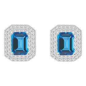 Top Choice Gems 8x6mm Emerald-Cut Gem and White Topaz Stud Earrings