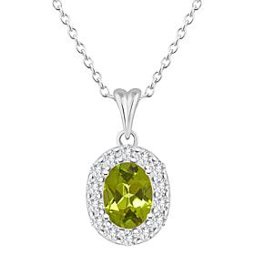 Top Choice Gems 8x6mm Oval Gem and White Topaz Pendant with Chain