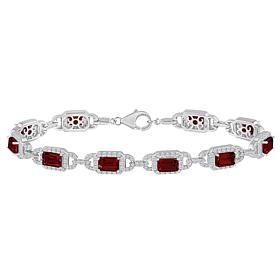 Top Choice Gems Gem and White Topaz 6x4mm Emerald-Cut Halo Bracelet