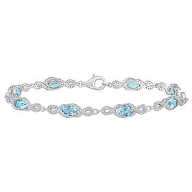 Top Choice Gems Gem and White Topaz 6x4mm Oval Stone Halo Bracelet